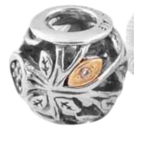 Pandora 925 Sterling Silver 14k Gold Family Bead Tree Charm 791205CZ 2 Tone New - Picture 2 of 6